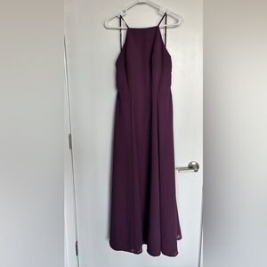 David’s Bridal Long Sleeveless High Neck in Plum size 8